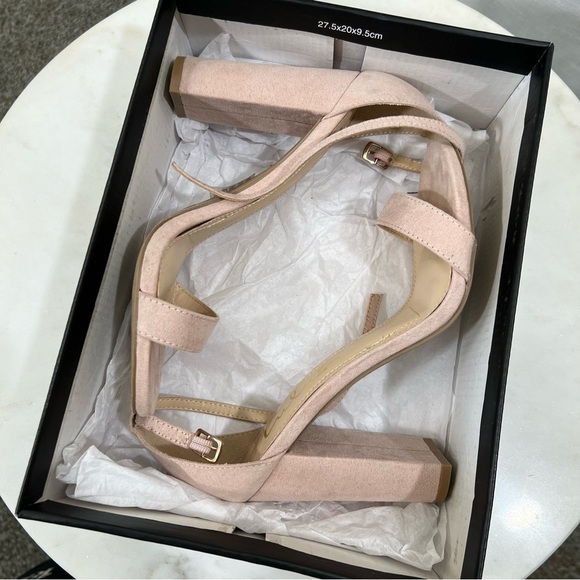 Lulu's Taylor Nude Suede Ankle Strap Heels Size 6 - Picture 9 of 10